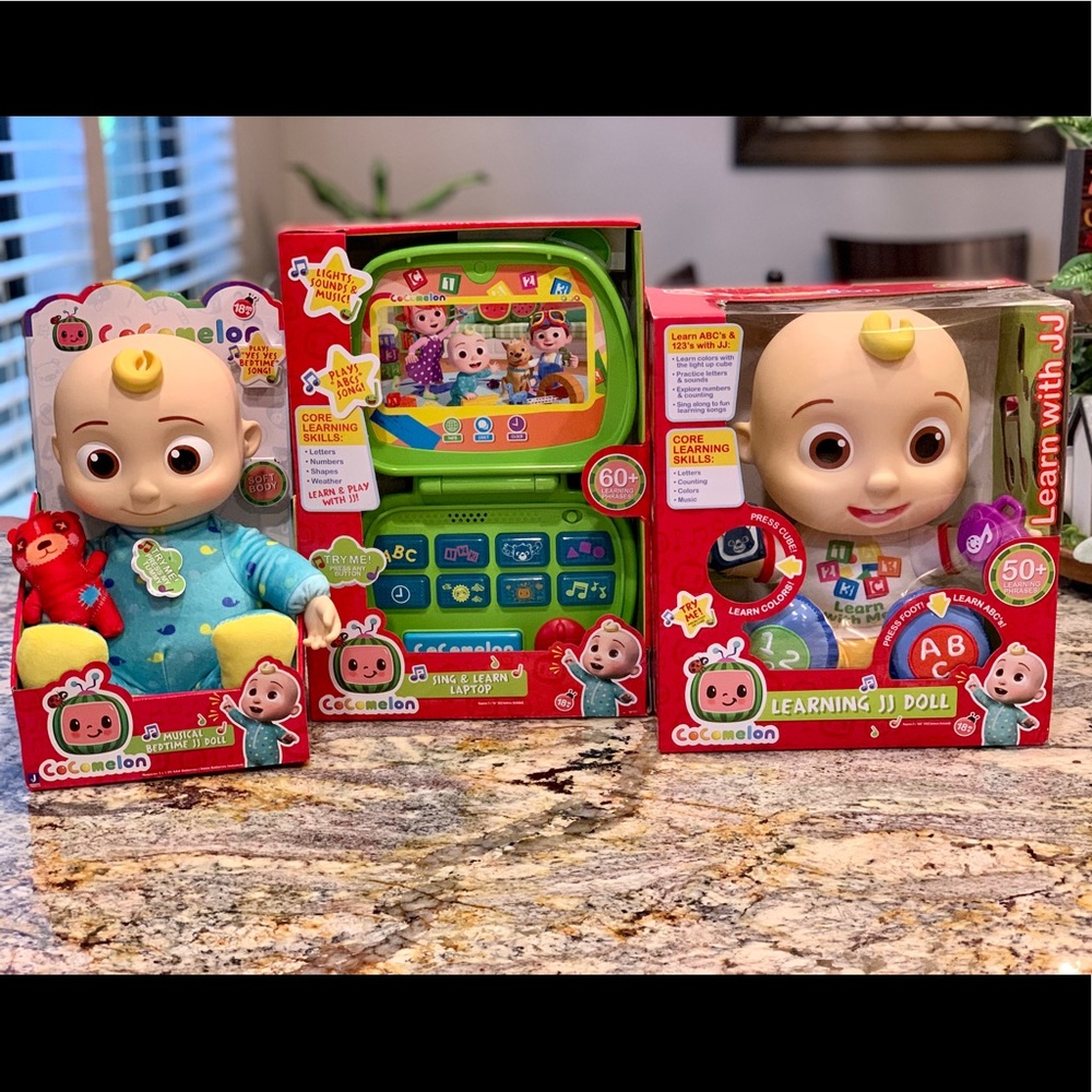 Cocomelon JJ Doll Bedtime and Learning Interactive Doll & Laptop Lot Bundle